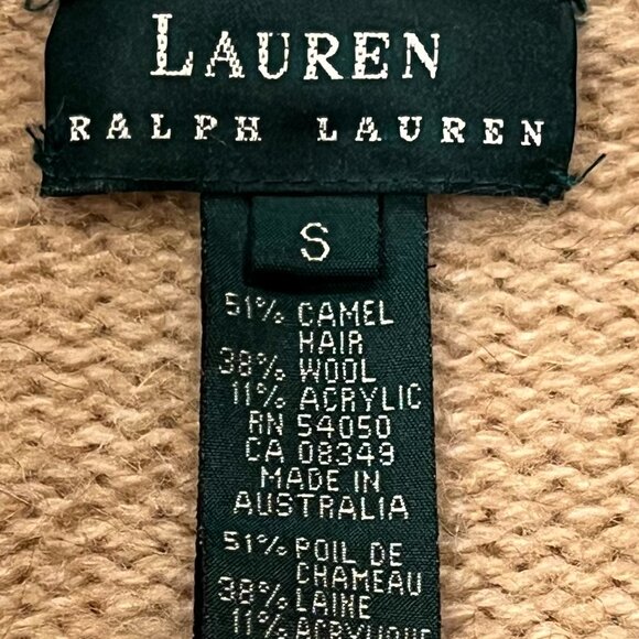 Lauren Ralph Lauren Camel Hair Wool Cardigan, Tan, S - Picture 3 of 11